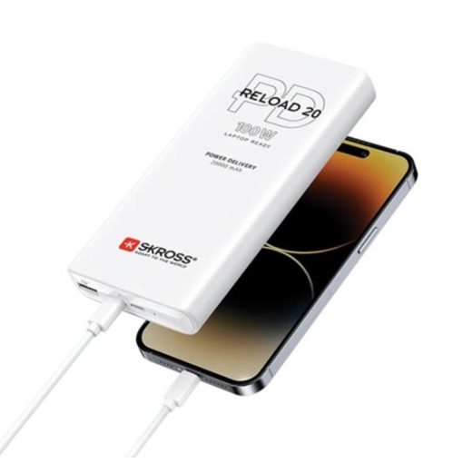 SKROSS RELOAD20 PD, 100W, 20.000 mAh POWERBANK+ USB-C kábel, feltöltve