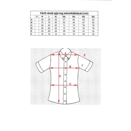 Wildebees Férfi rövid ujjú ing a hátán szellőző résszel WMA098