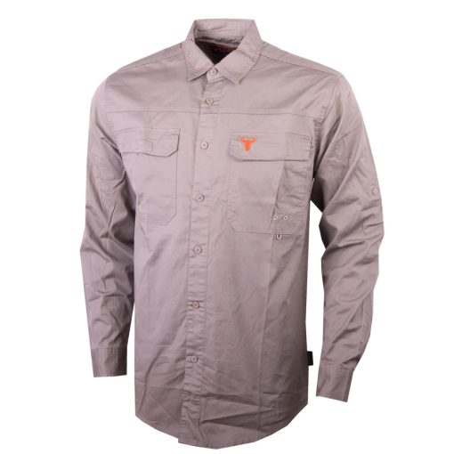 Wildebees Férfi hosszú ujjú ing a hátán szellőző résszel Khaki WBM382