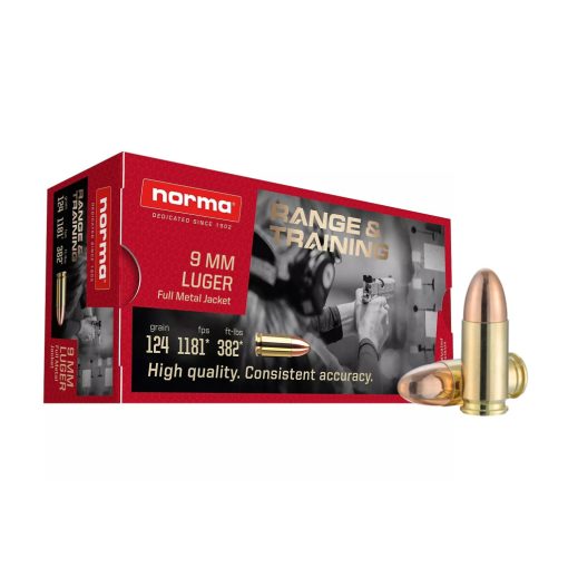 Norma 9mm Luger 8g FMJ 124gr