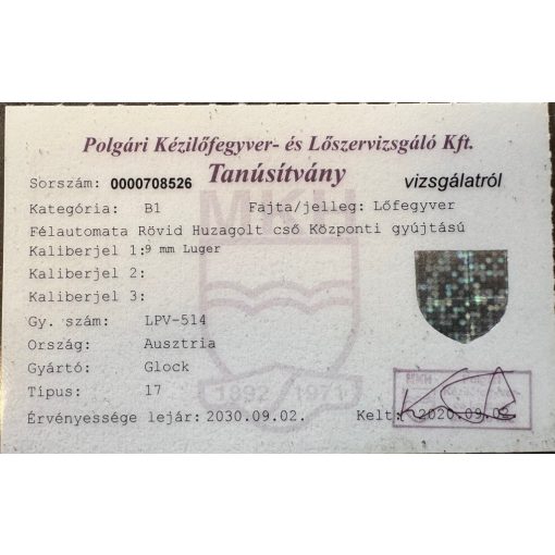 Glock 17 GEN 3 9mm luger LPV-514 "B1" használt + reddot talp